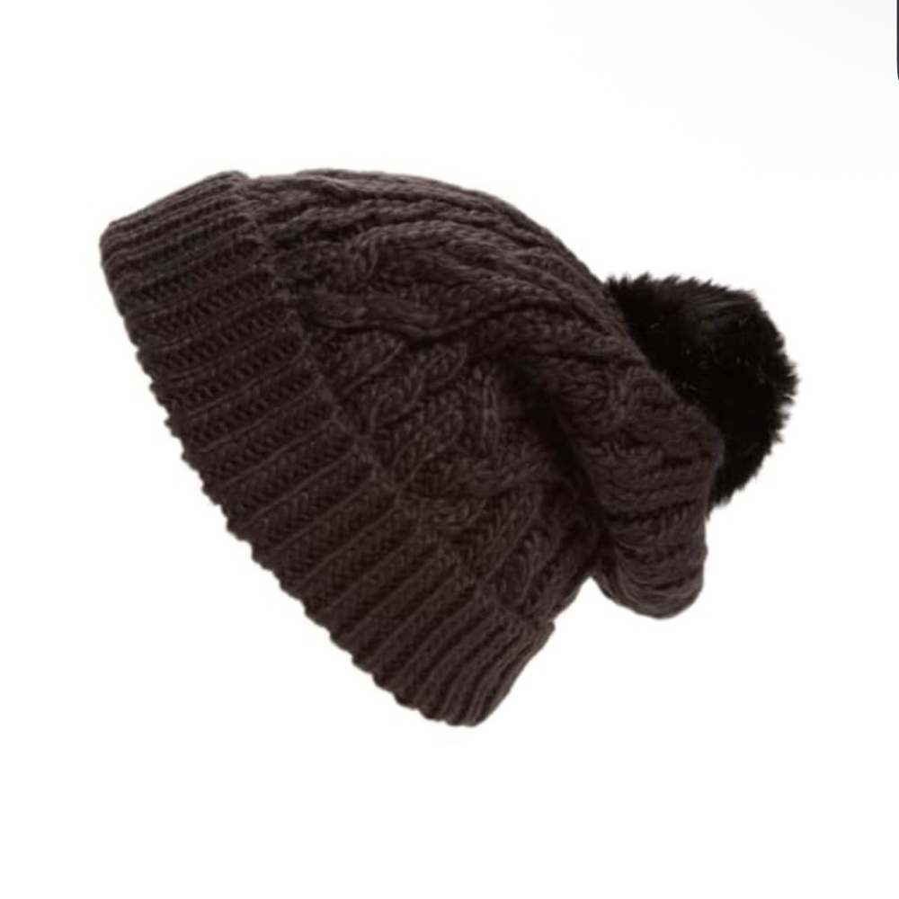 Nordstrom Black Knit Pom-Pom Beanie in like new condition